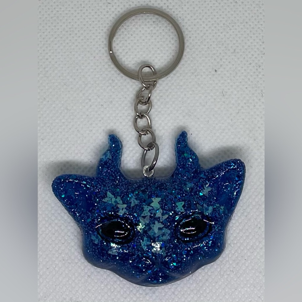 Epoxy Resin Horned Cat Keychain